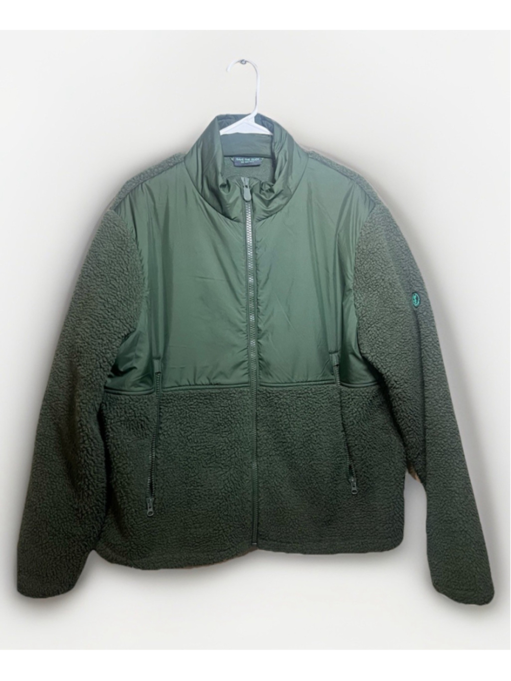 Save The Duck Green Sherpa Bruno Jacket Full Zip Pullover Pine Green Size XL